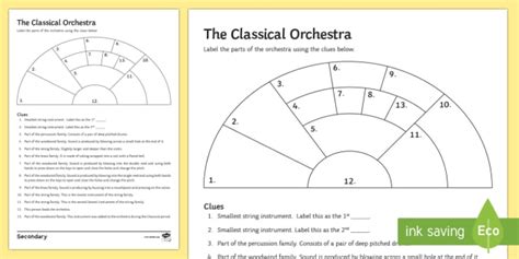 The Classical Orchestra Music Worksheet (teacher made)