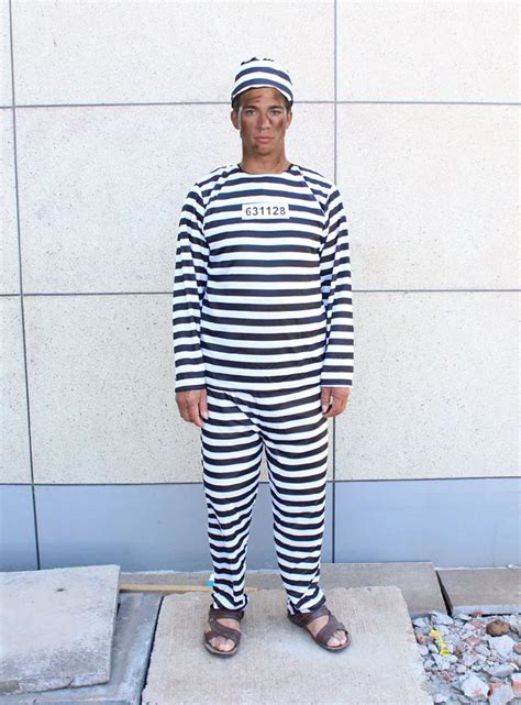 2015 Halloween Christmas long sleeved clothing black and white striped prison uniform adult male ...