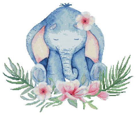 Cross Stitch Pattern Baby Elephant 2 Instant Download PDF - Etsy