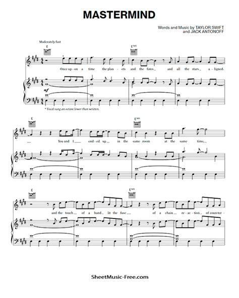 Mastermind Sheet Music Taylor Swift ♪ SheetMusic-Free.com