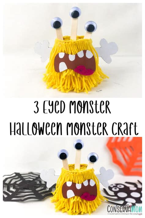 3 Eyed Monster Halloween Monster craft - ConservaMom