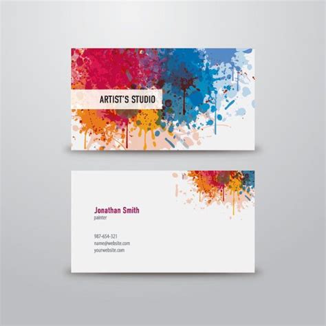 Artistic Business Card Design with Paint Splatters