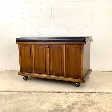 Mid-Century Modern Bench With Record Storage - AptDeco