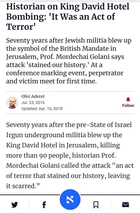 Historian on King David Hotel Bombing: 'It Was an Act of Terror' Seventy years after Jewish ...