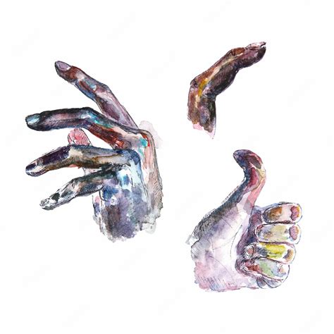 Premium Vector | Watercolor hands sketches