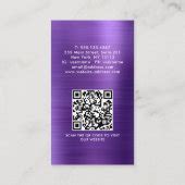 Professional Brushed Metallic Purple Logo QR Code Business Card | Zazzle