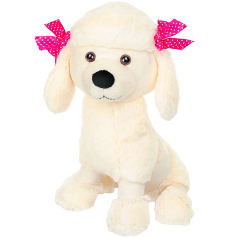 Giftable World Plush Poodle Dog With Pink Ribbons Stuffed Animal Toy 14 ...