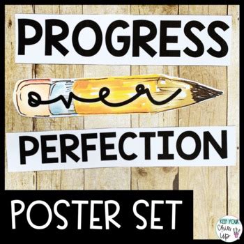 Progress Over Perfection Posters by Keep Your Chin Up | TPT