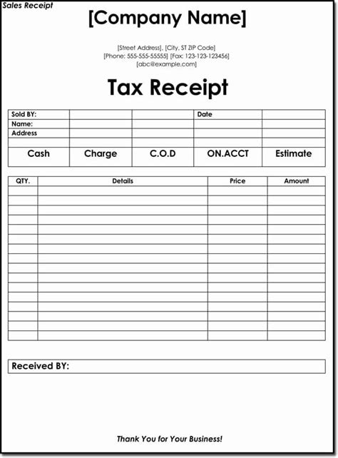 Donation Tax Receipt Template Elegant 10 Tax Receipt Templates Donation Tax In E Tax | Receipt ...