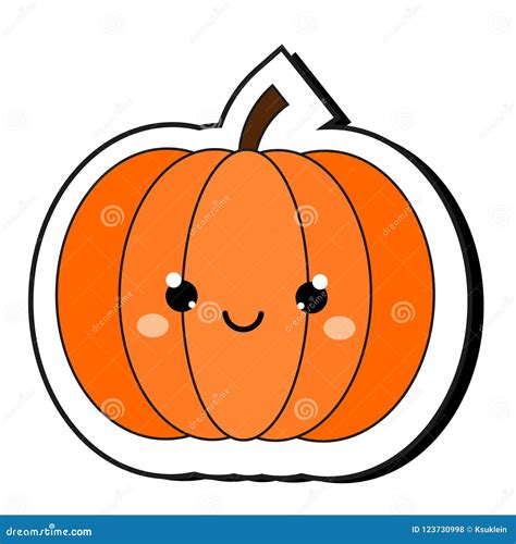 Cute Pumpkin Halloween Sticker. Isolaed Clip Art in Kawaii Style Stock ...