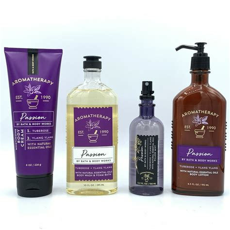 Bath and Body Works Aromatherapy Passion Tuberose and Ylang Ylang Body Cream, Body Wash, Pillow ...