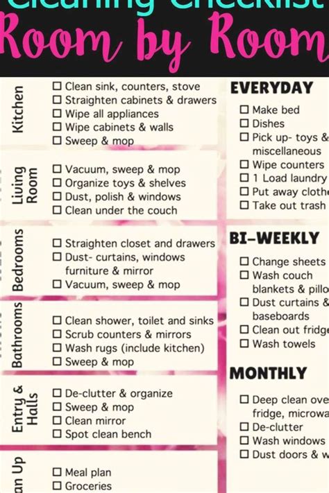 Efficient Room Cleaning Checklist