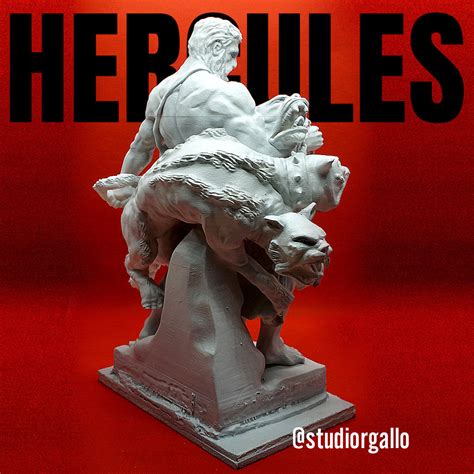 Statue of Hercules capturing Cerberus | CGTrader