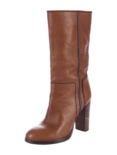 Chloé Leather Mid-Calf Boots - Brown Boots, Shoes - CHL51627 | The RealReal