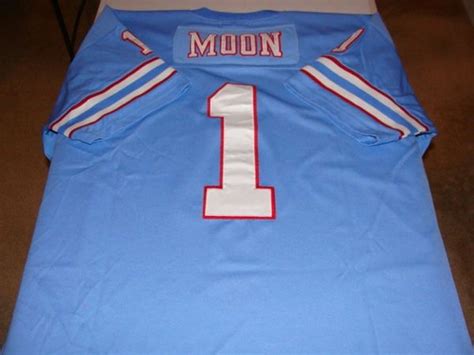 #1 WARREN MOON Houston OIlers NFL QB Blue Throwback Jersey | Lone Star ...