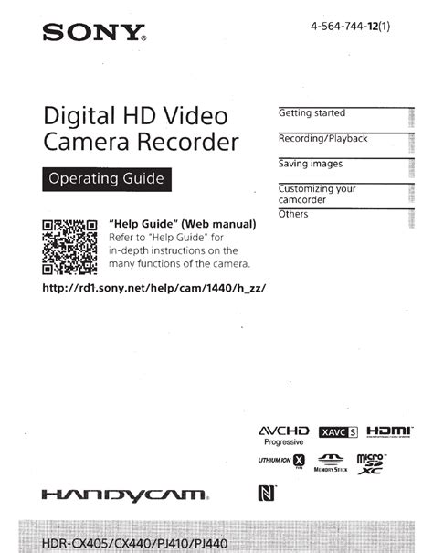 Sony Handycam HDR-CX405 Operating Manual - Free PDF Download (43 Pages)