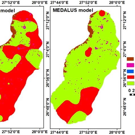 Maps of sensitive areas to desertification in the studied area. | Download Scientific Diagram