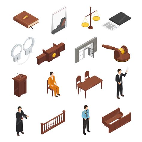 Free Vector | Law justice symbols isometric icons collection