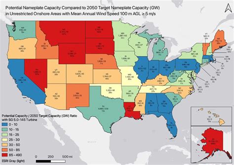 Potential Nameplate Capacity Compared to 2050 Target Nameplate Capacity ...