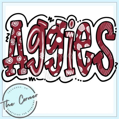 Aggies Heat Transfer Htv Aggie Mascot Aggies Doodle - Etsy