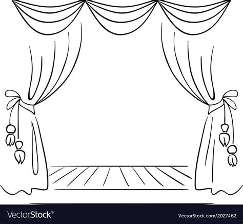 Theater stage sketch Royalty Free Vector Image , #AD, #sketch, #stage ...