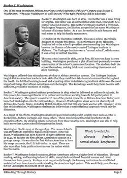 Booker T. Washington Biography by Reading Through History | TpT