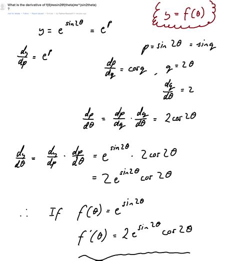 Derivative of e^(sin(2theta)) | Math, Sins, Derivative