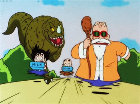 Goku Krillin And Roshi Dinosaur Roshi Training GIF - Goku Krillin And ...