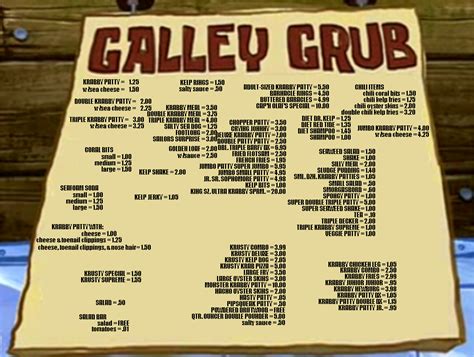 krusty+krab+menu | The Galley Grub (menu) dari Krusty Krab. Menu ini ditampilkan berbeda ...