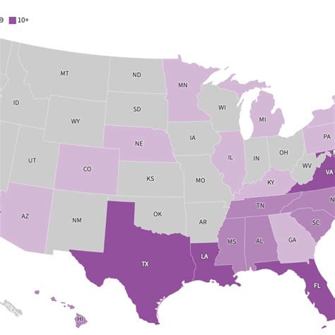 Map of cases of the flesh eating bacteria Vibrio vulnificus