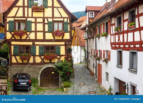 Old Half-timbered Houses in South Germany. Beautiful Typical Houses in German Village Stock ...