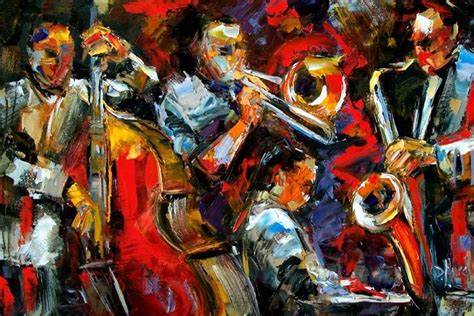 Daily Painters Abstract Gallery: "All Night Music"Original Abstract Jazz Band, Jazz Art Music ...