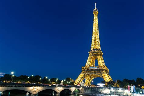 wide, angle, night-time, shot, featuring, iconic eiffel tower, paris, france. | Piqsels