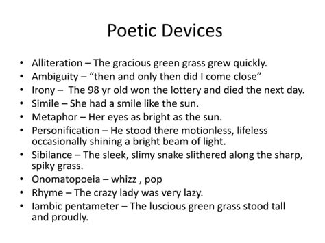 Poetic Devices List And Examples