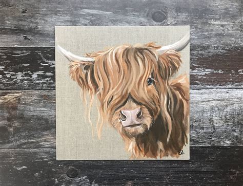 Original acrylic, Highland Cow painting, cow, cow art, animal art, art ...