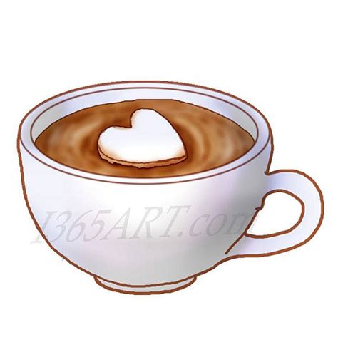 Hot Cocoa Cup With Heart Marshmallow Digital Graphic by I365Art Cupcake Illustration, Cupcake ...