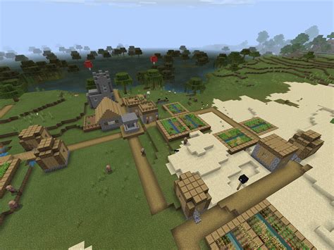 PE/Bedrock: Stronghold under spawn village... swamp, desert, plains, savanna... Seed: 1951644128 ...