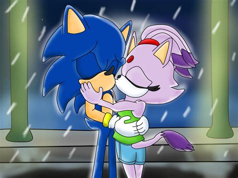 Sonic and Blaze Under the rain kiss by DarkraDx on DeviantArt