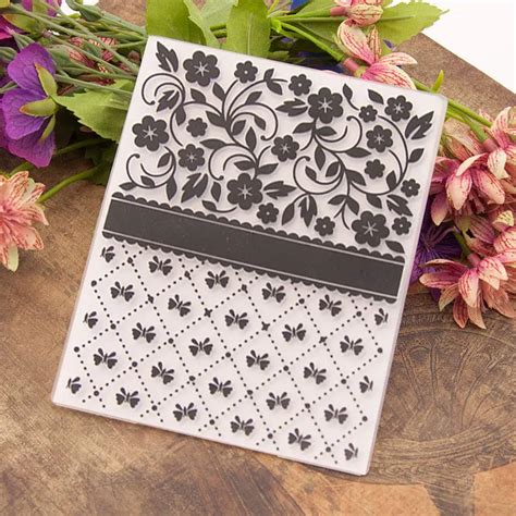 Floral Embossing Folder for Card Making Floral DIY Plastic Scrapbooking Photo Album Card Paper ...