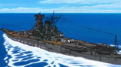 Let's see how this goes... the Yamato, anime-style. [1284 x 720] : r/WarshipPorn