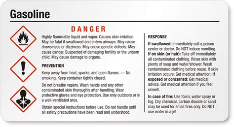 Gasoline GHS Chemical Danger Small Label, SKU: GHS-007-C