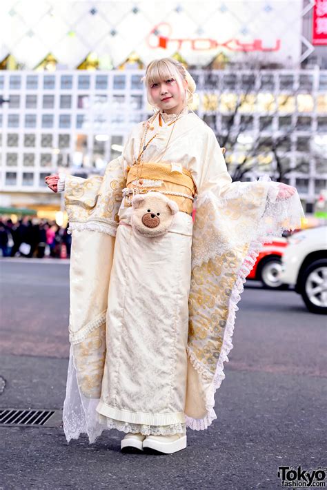 Handmade Japanese Kimono on the Street in Tokyo For Coming of Age Day ...