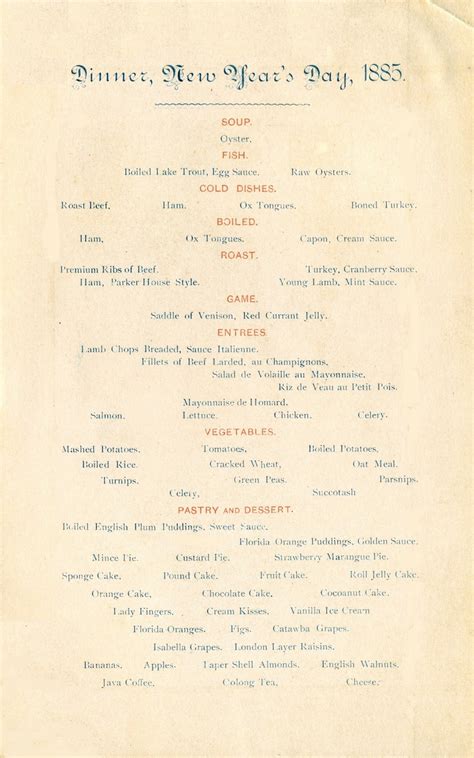 The American Menu: New Year’s Day, 1885