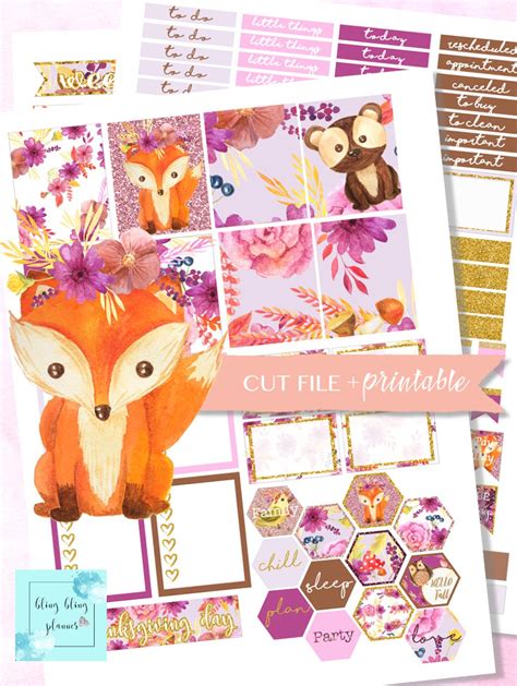 FOX PLANNER STICKERS Fall Printable Weekly Kit Autumn | Etsy