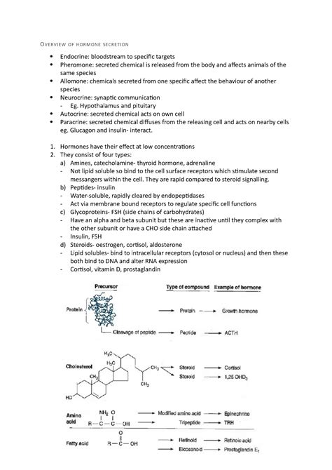 Overview of hormone secretion - O VERVIEW OF HORMONE SECRETION Endocrine: bloodstream to ...