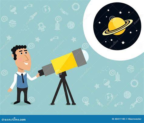 Astronomer With Telescope Print Stock Vector - Illustration of ...