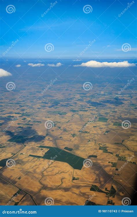 Aerial View of Flat Plains and Farms in USA Stock Image - Image of ...