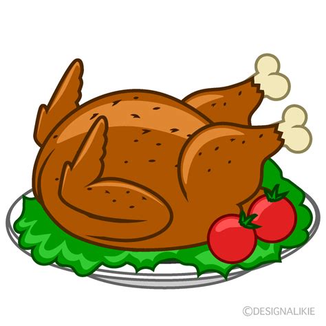 Roast Chicken on Plate Clip Art Free PNG Image｜Illustoon