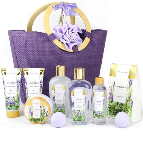 Spa Luxetique Bath Gift Sets for Women Lavender Body Care Baskets - 10 Pcs Relaxing Holiday ...