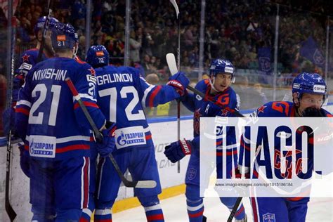 SKA Hockey Club players seen in action during the Kontinental Hockey League, regular season KHL